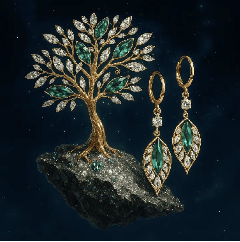 СЕРЕЖКИ СМАРАГДОВЕ ЛИСТЯ